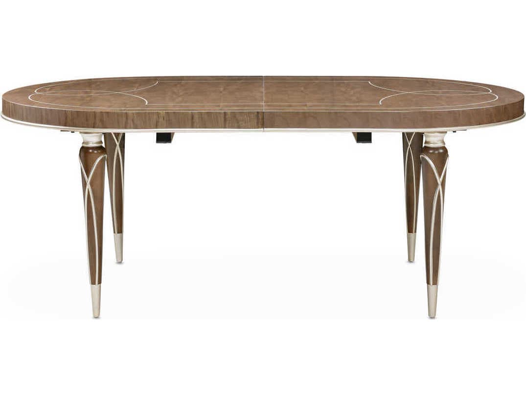 Michael Amini Villa Cherie Hazelnut Oval Wood Dining Table