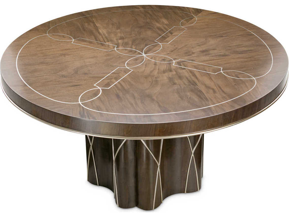 Michael Amini Villa Cherie Hazelnut Round Wood Dining Table