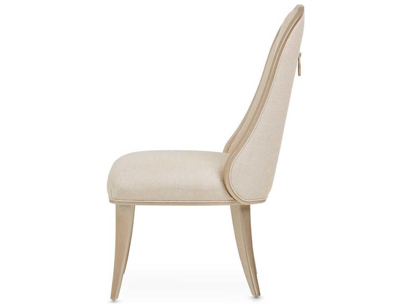 Luxecor Gilded Birch Wood Beige Upholstered Side Dining Chair
