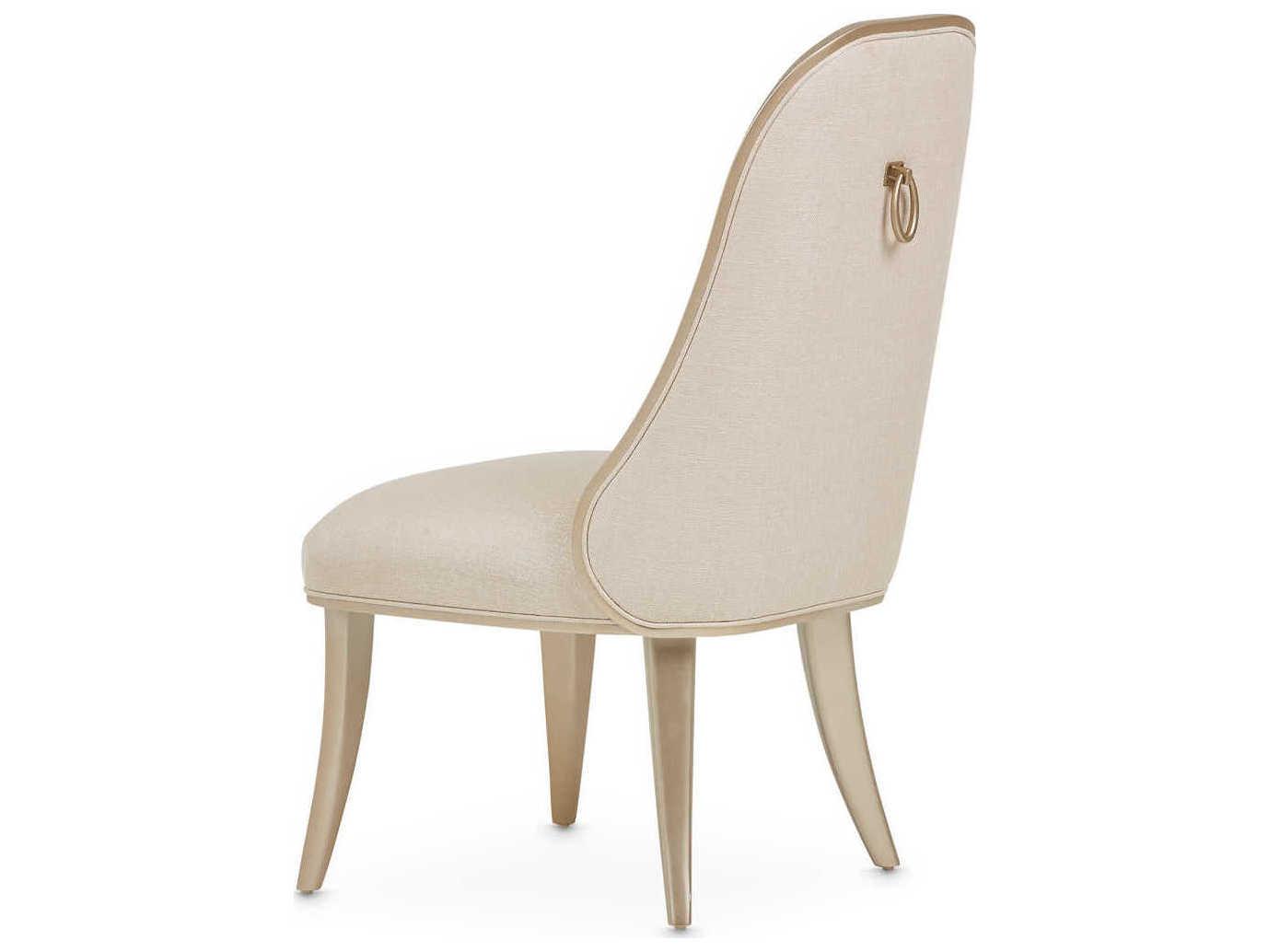 Luxecor Gilded Birch Wood Beige Upholstered Side Dining Chair