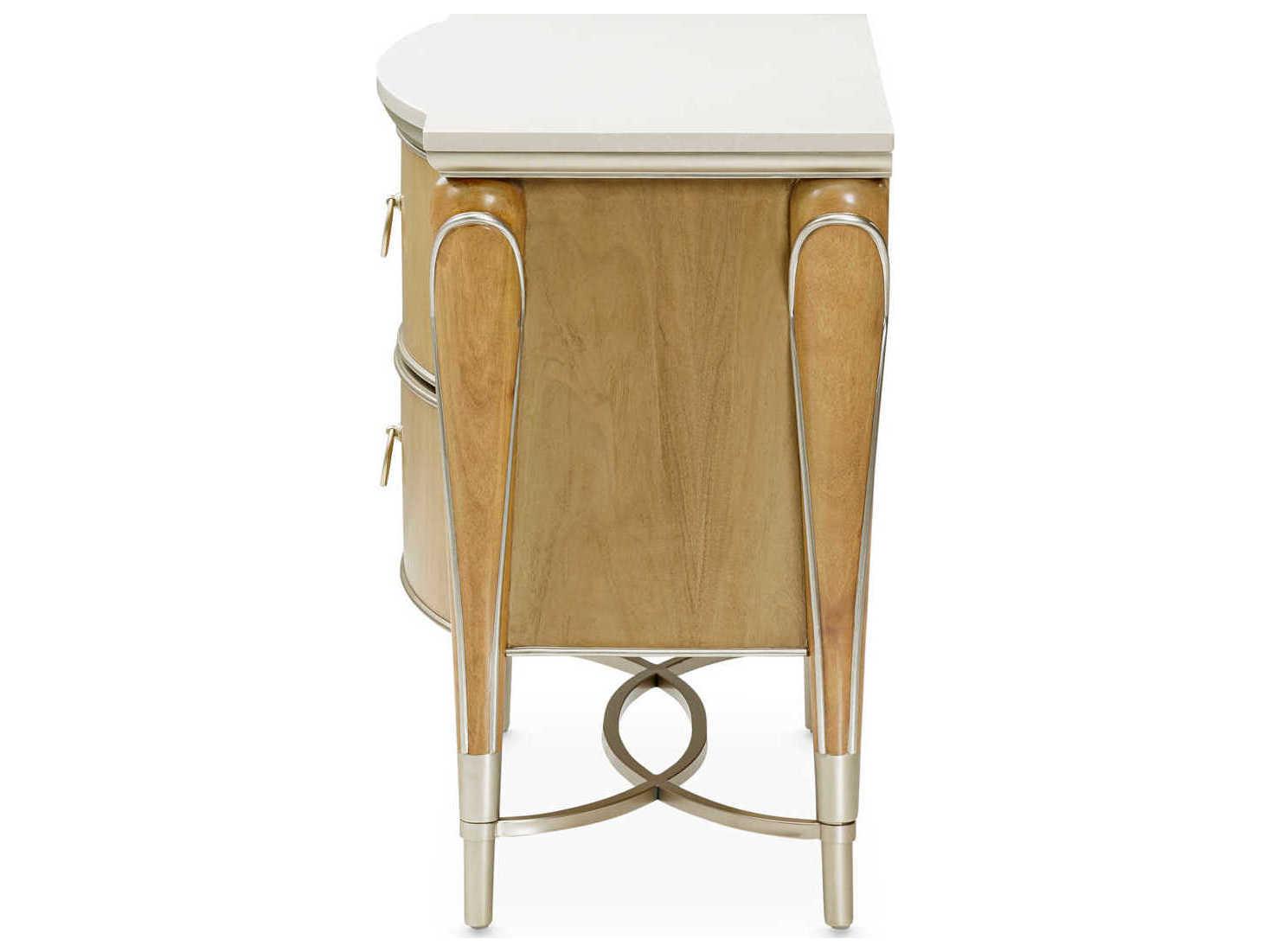 Michael Amini Villa Cherie Caramel 2-Drawers Brown Birch Wood Nightstand