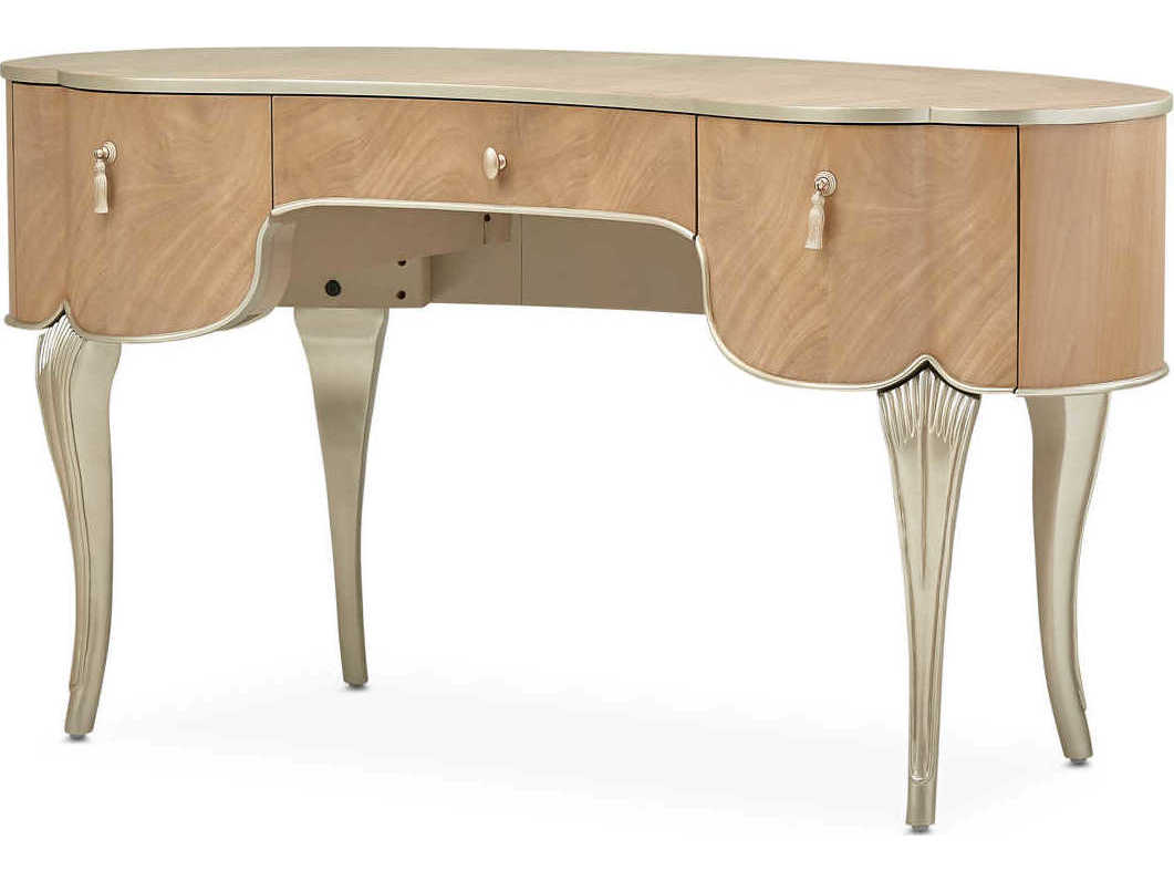 Michael Amini Villa Cherie Caramel chardonnay Birch Wood Vanity Table
