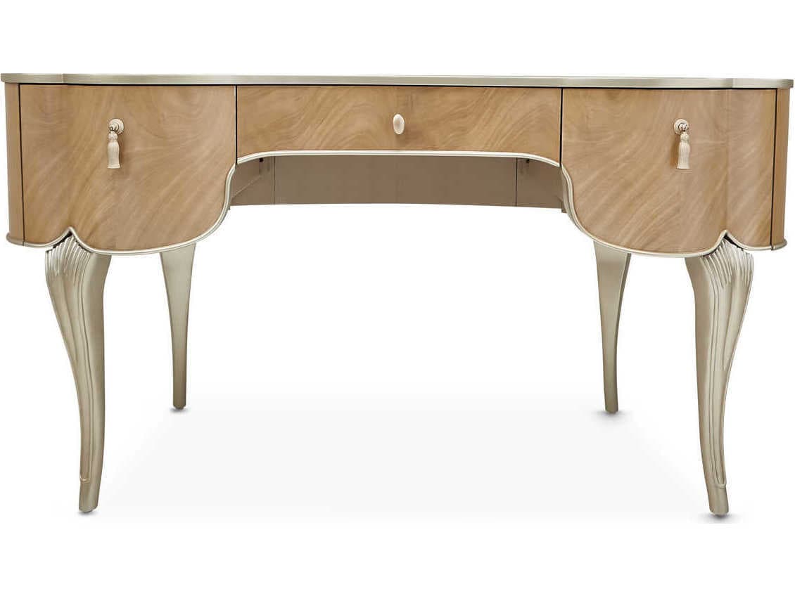 Michael Amini Villa Cherie Caramel chardonnay Birch Wood Vanity Table