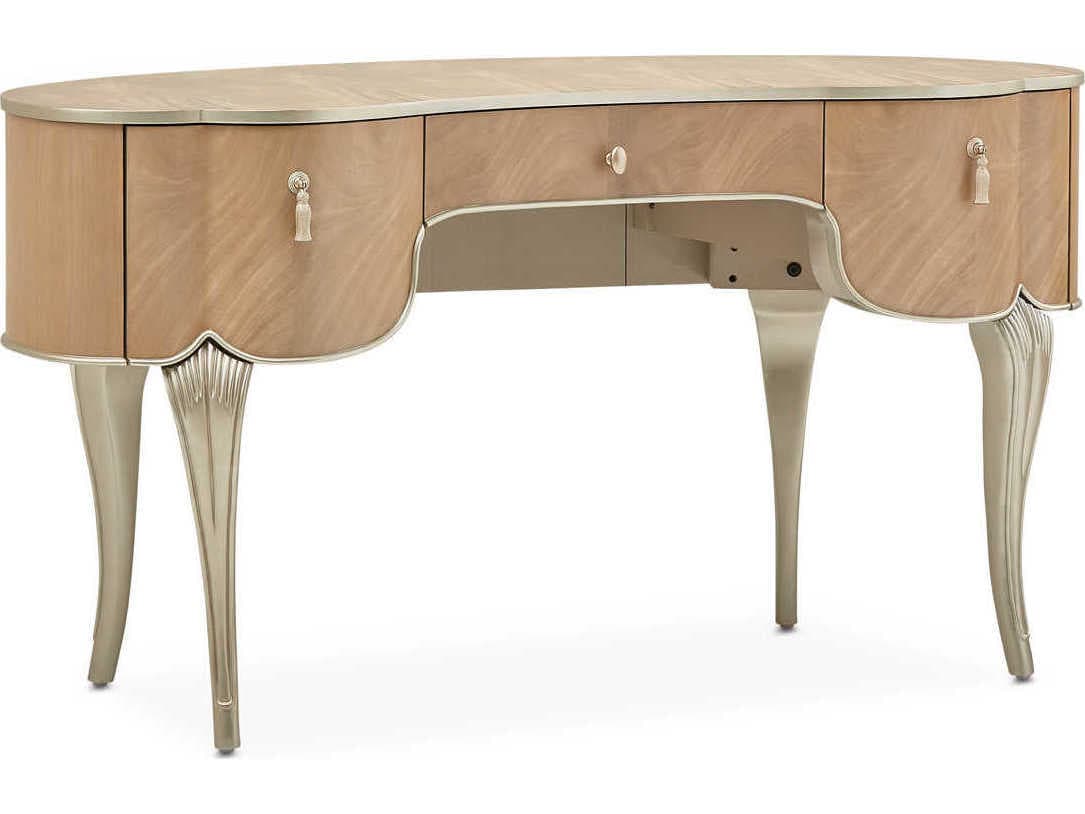 Michael Amini Villa Cherie Caramel chardonnay Birch Wood Vanity Table