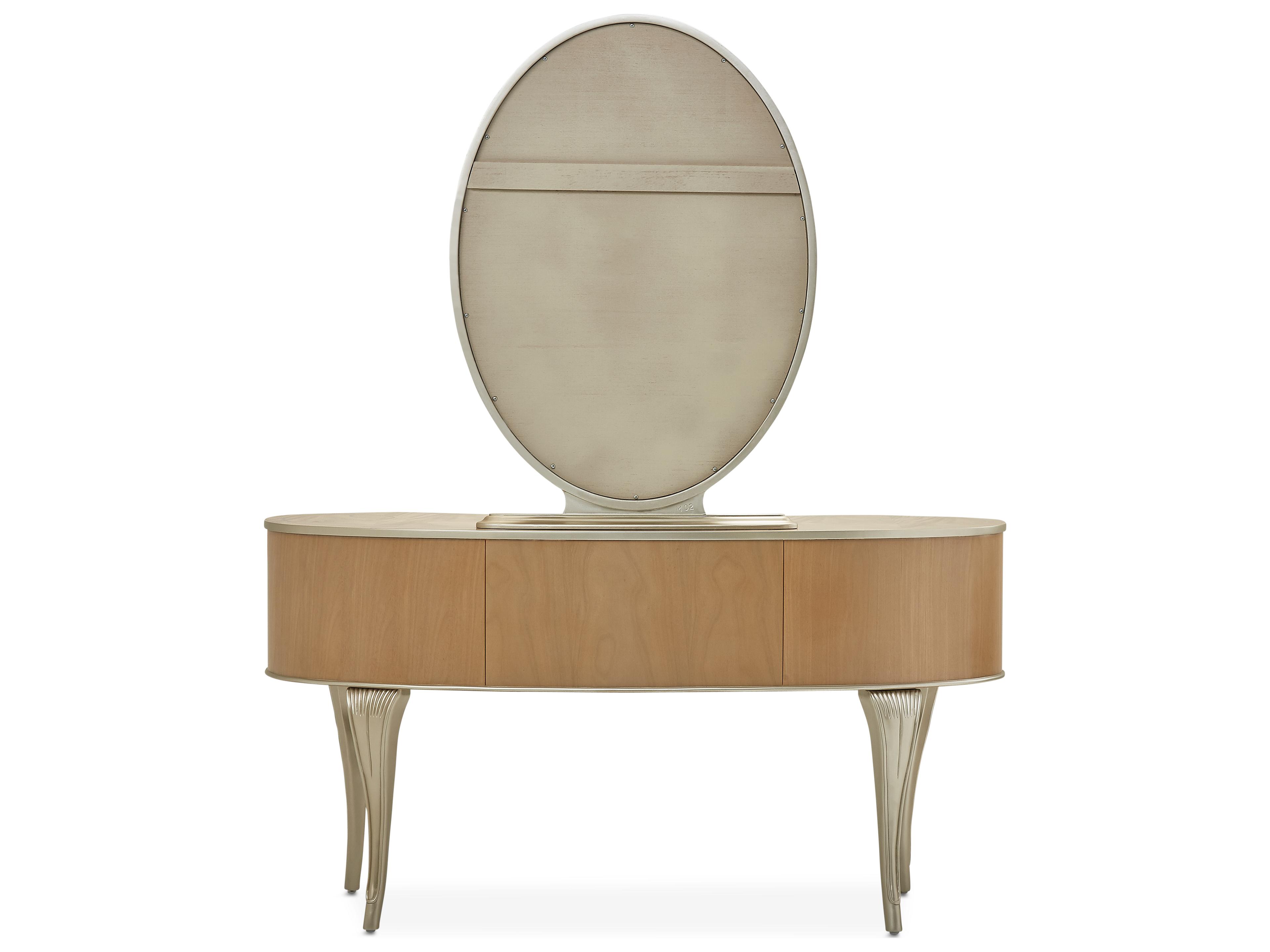 Michael Amini Villa Cherie Caramel Chardonnay Oval Dresser Mirror
