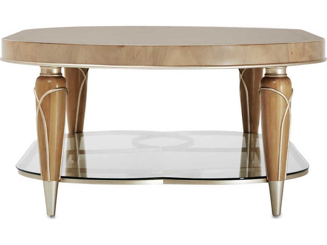 Michael Amini Villa Cherie Caramel Oval Wood Cocktail Table