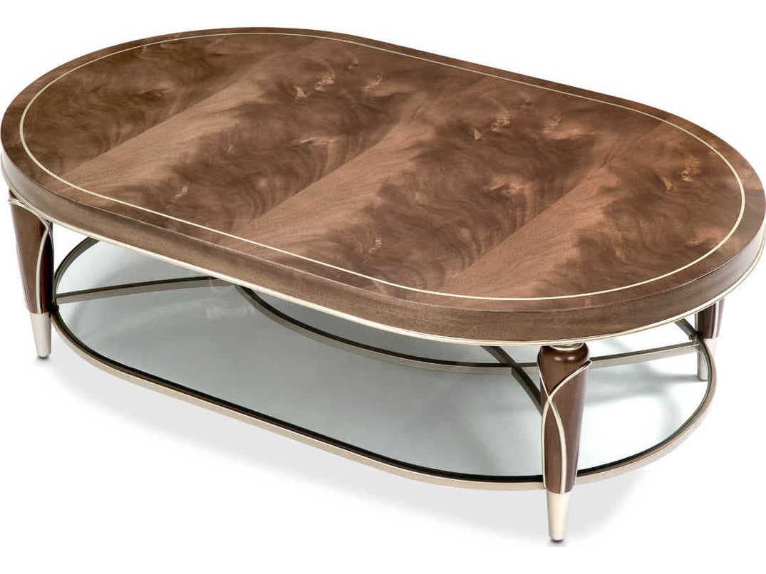 Michael Amini Villa Cherie Hazelnut Oval Wood Cocktail Table