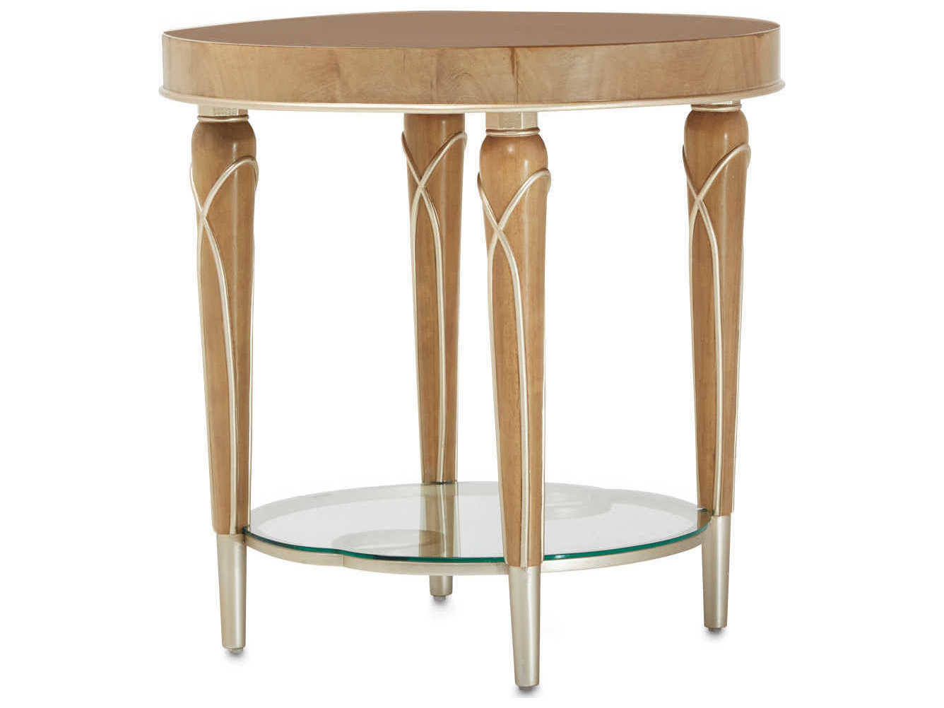 Michael Amini Villa Cherie Caramel Round Wood End Table
