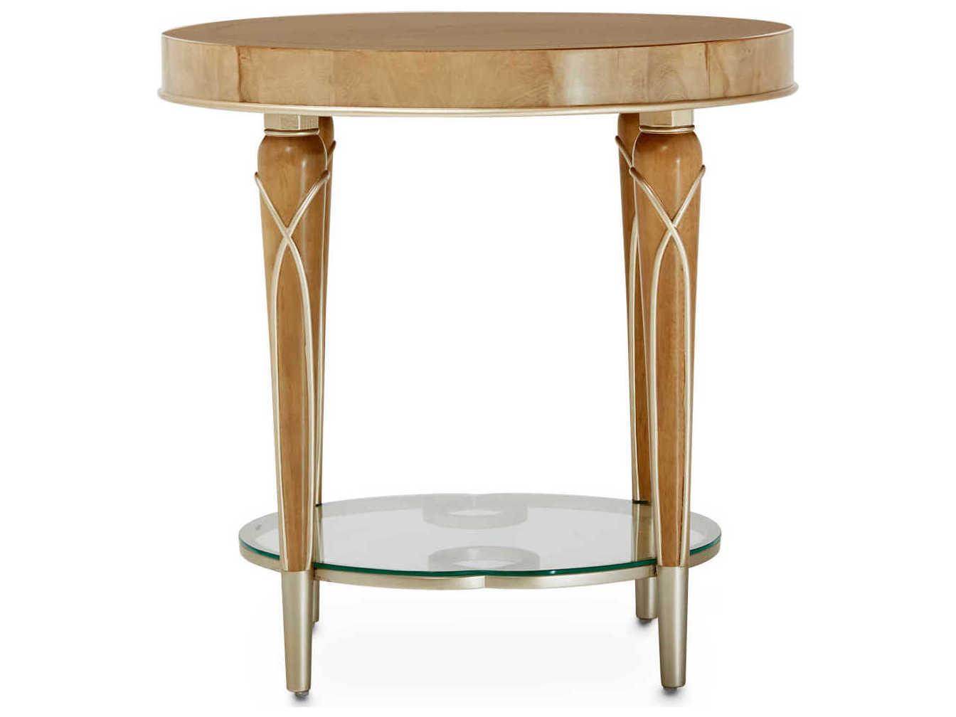 Michael Amini Villa Cherie Caramel Round Wood End Table