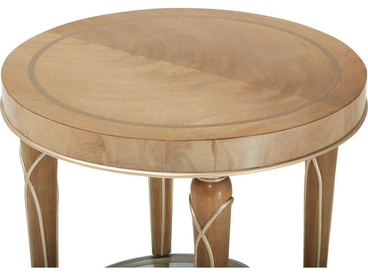 Michael Amini Villa Cherie Caramel Round Wood End Table
