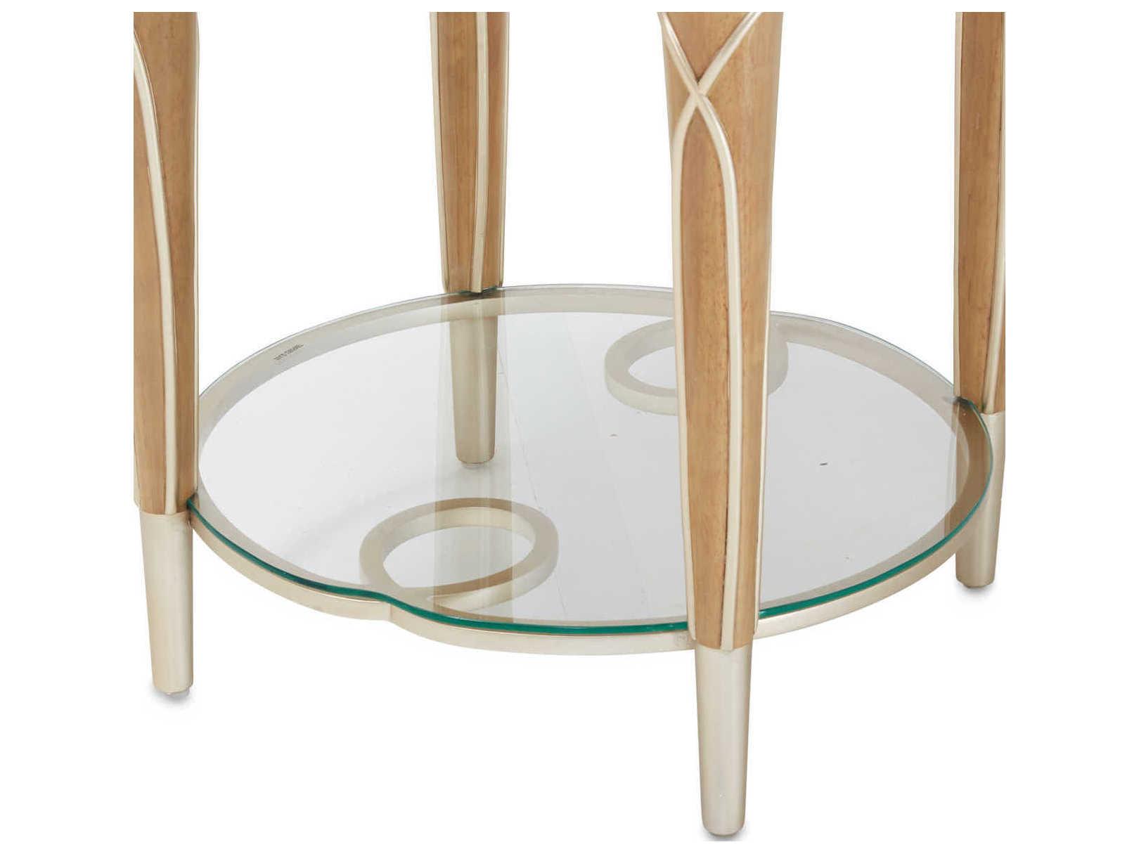 Michael Amini Villa Cherie Caramel Round Wood End Table