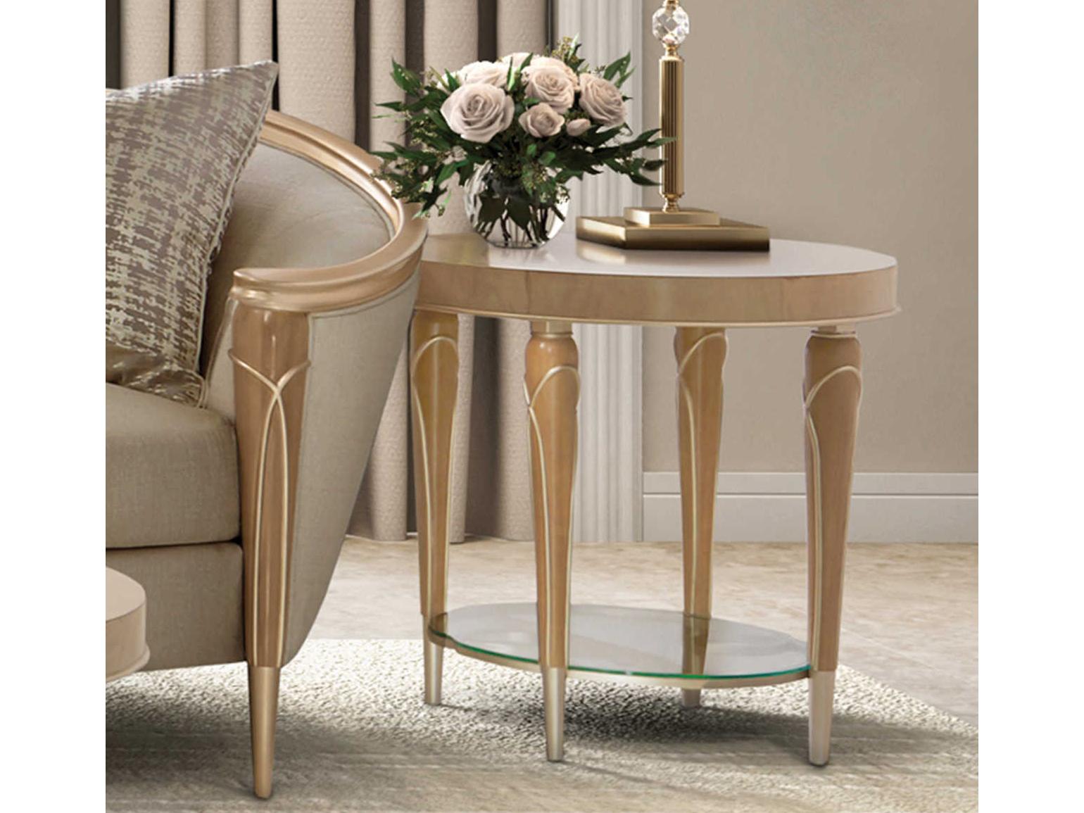 Michael Amini Villa Cherie Caramel Round Wood End Table