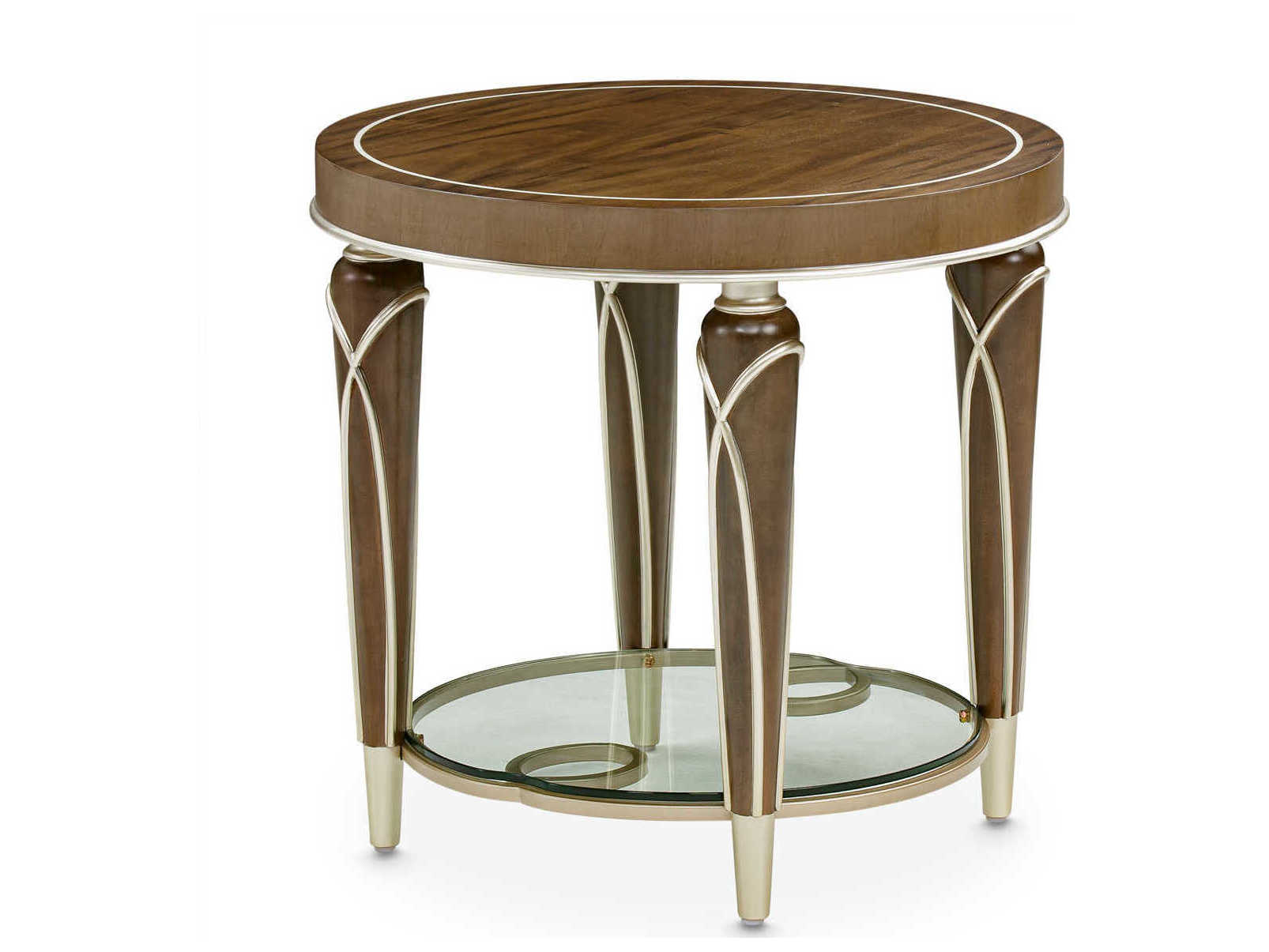 Michael Amini Villa Cherie Hazelnut Round Wood End Table
