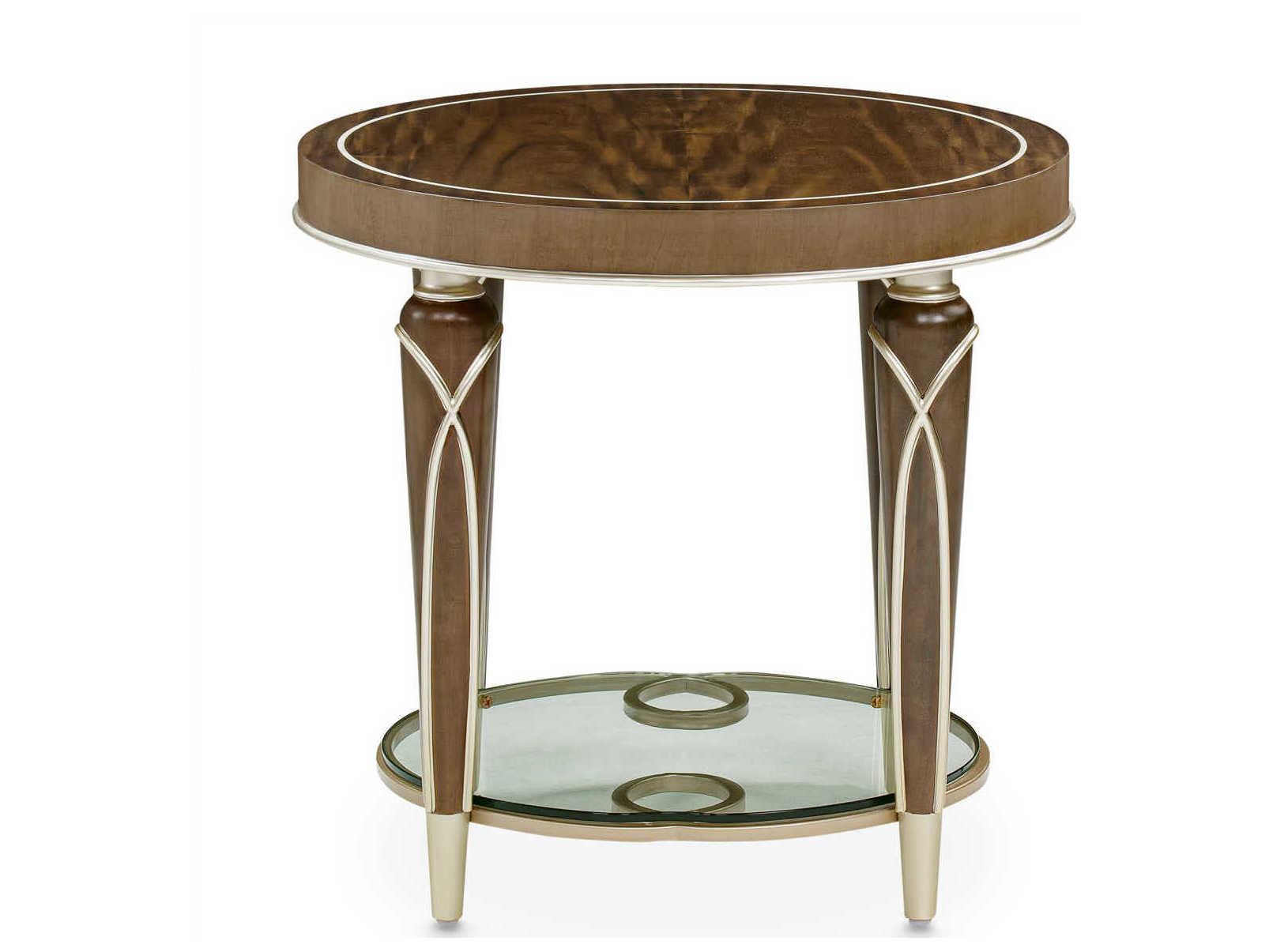 Michael Amini Villa Cherie Hazelnut Round Wood End Table