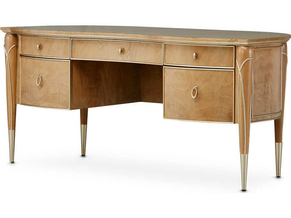 Luxecor Gilded Brown Birch Wood Executive Desk