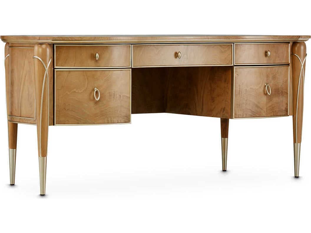 Luxecor Gilded Brown Birch Wood Executive Desk