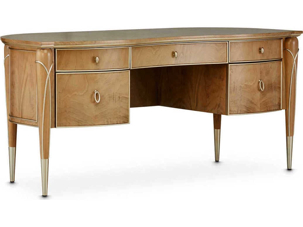 Luxecor Gilded Brown Birch Wood Executive Desk
