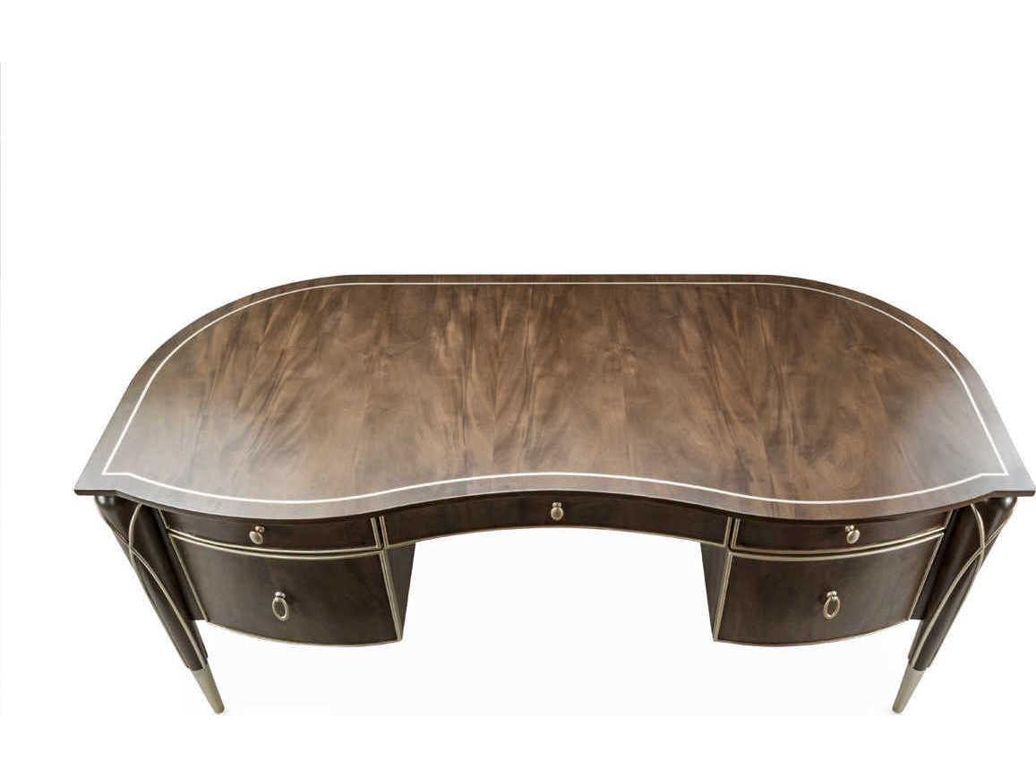 Michael Amini Villa Cherie Hazelnut Brown Birch Wood Executive Desk