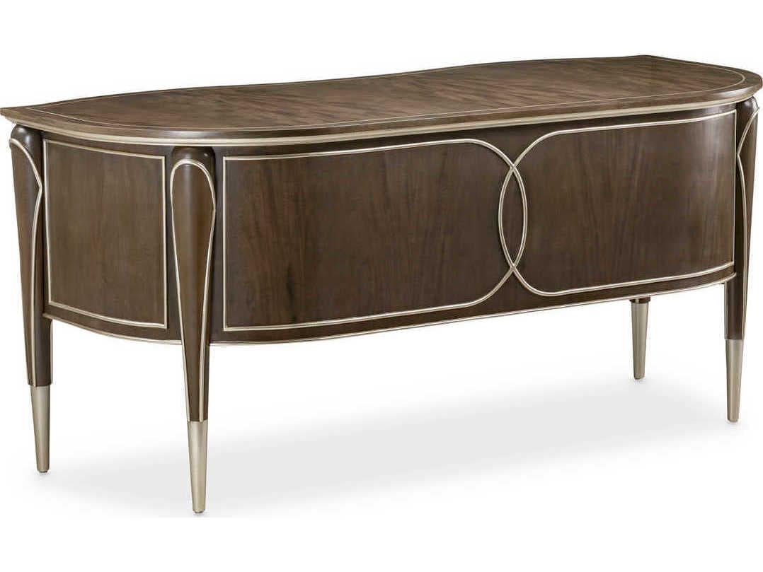 Michael Amini Villa Cherie Hazelnut Brown Birch Wood Executive Desk