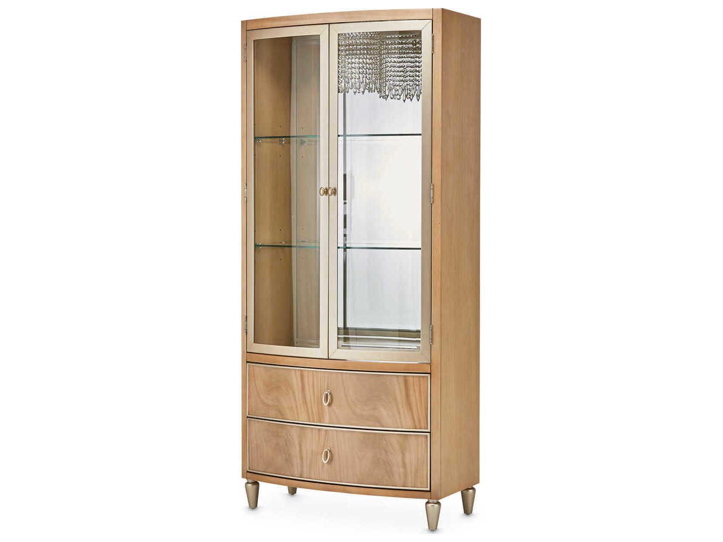 Michael Amini Villa Cherie Caramel Birch Wood Display Cabinet