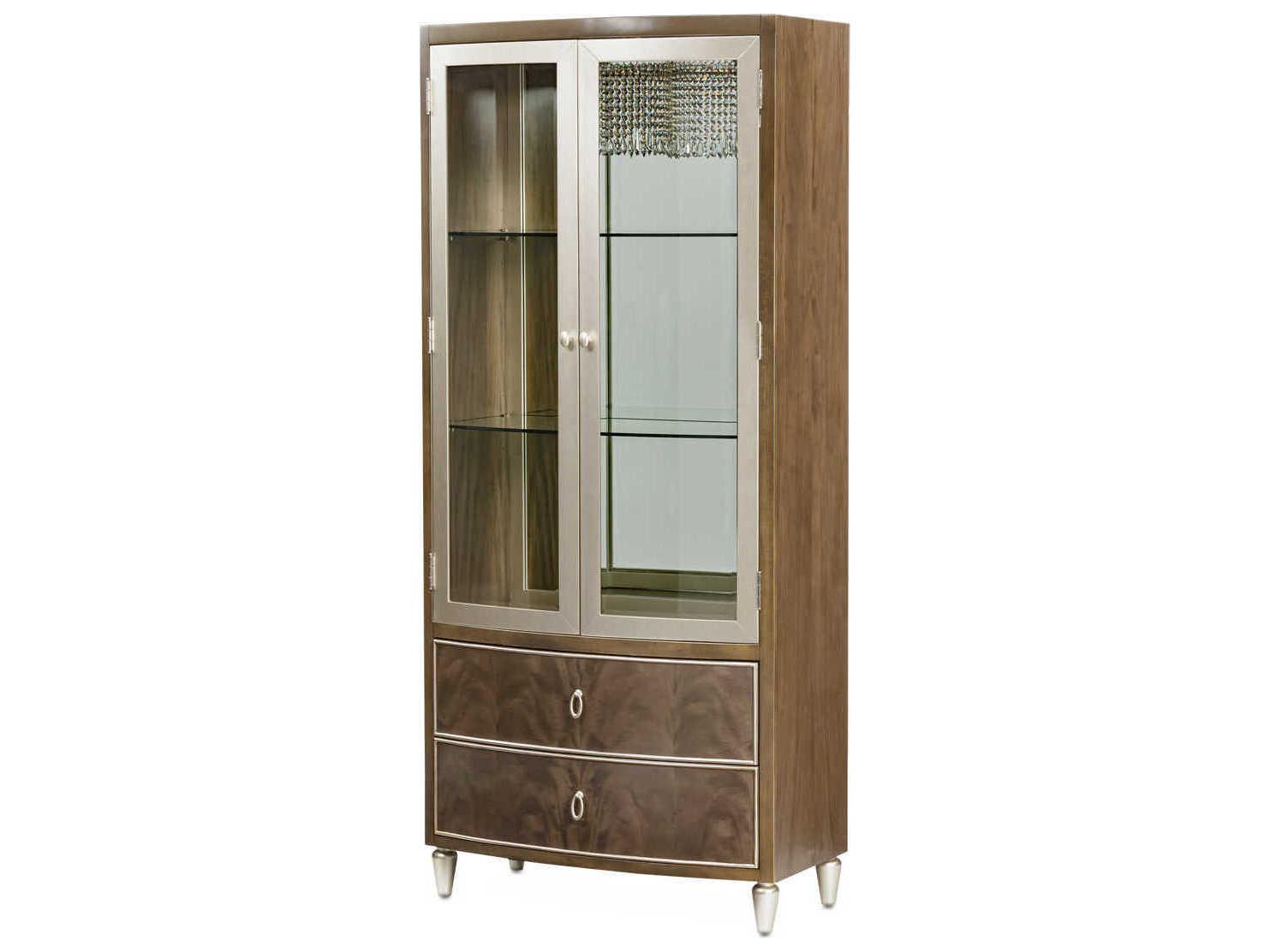 Michael Amini Villa Cherie Hazelnut Birch Wood Display Cabinet