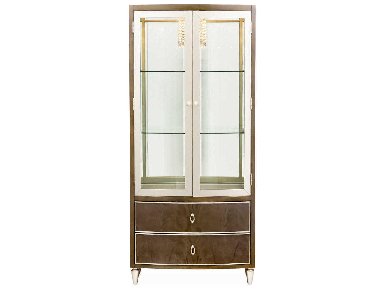 Michael Amini Villa Cherie Hazelnut Birch Wood Display Cabinet
