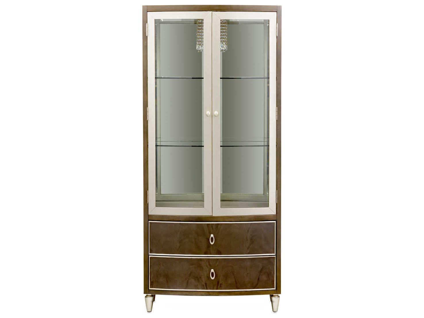 Michael Amini Villa Cherie Hazelnut Birch Wood Display Cabinet