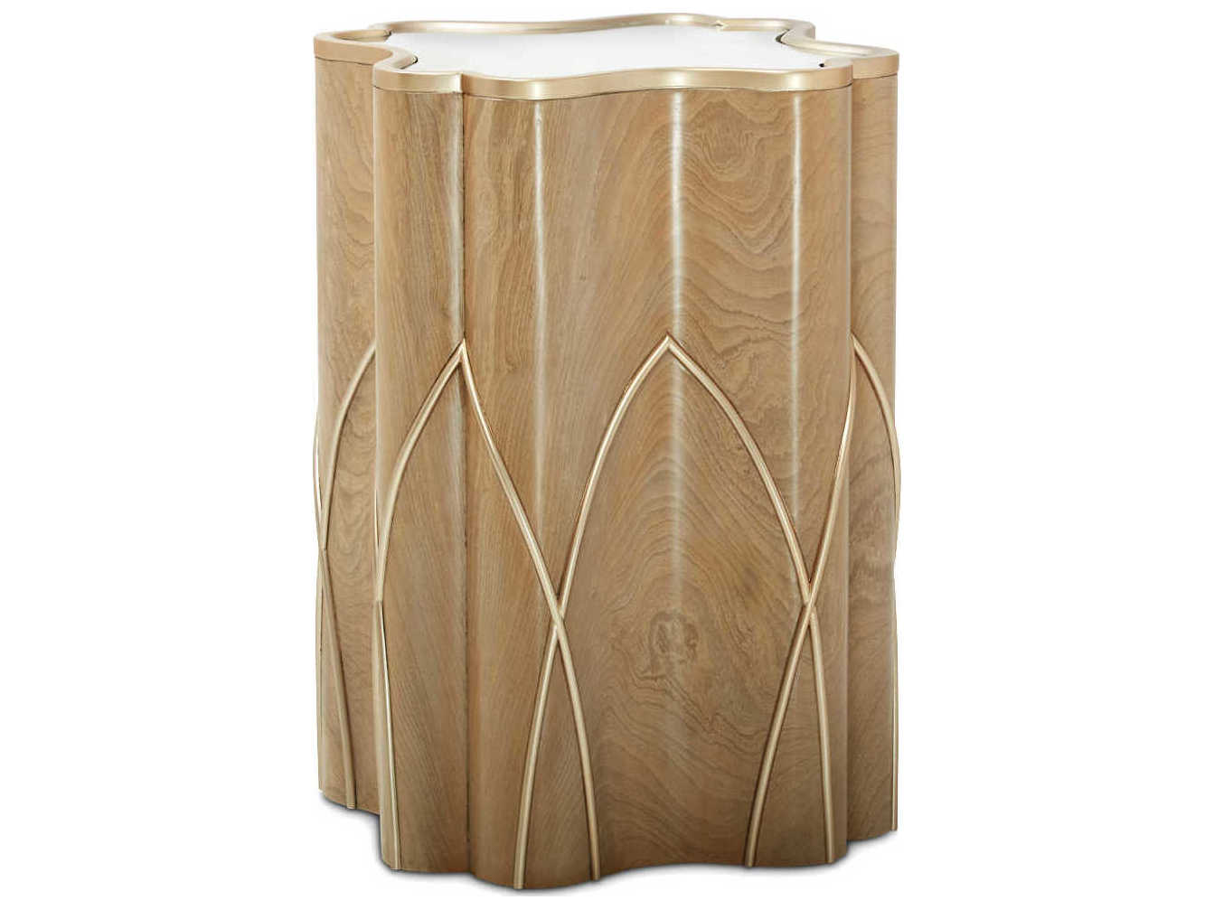 Michael Amini Villa Cherie Caramel Round Glass End Table