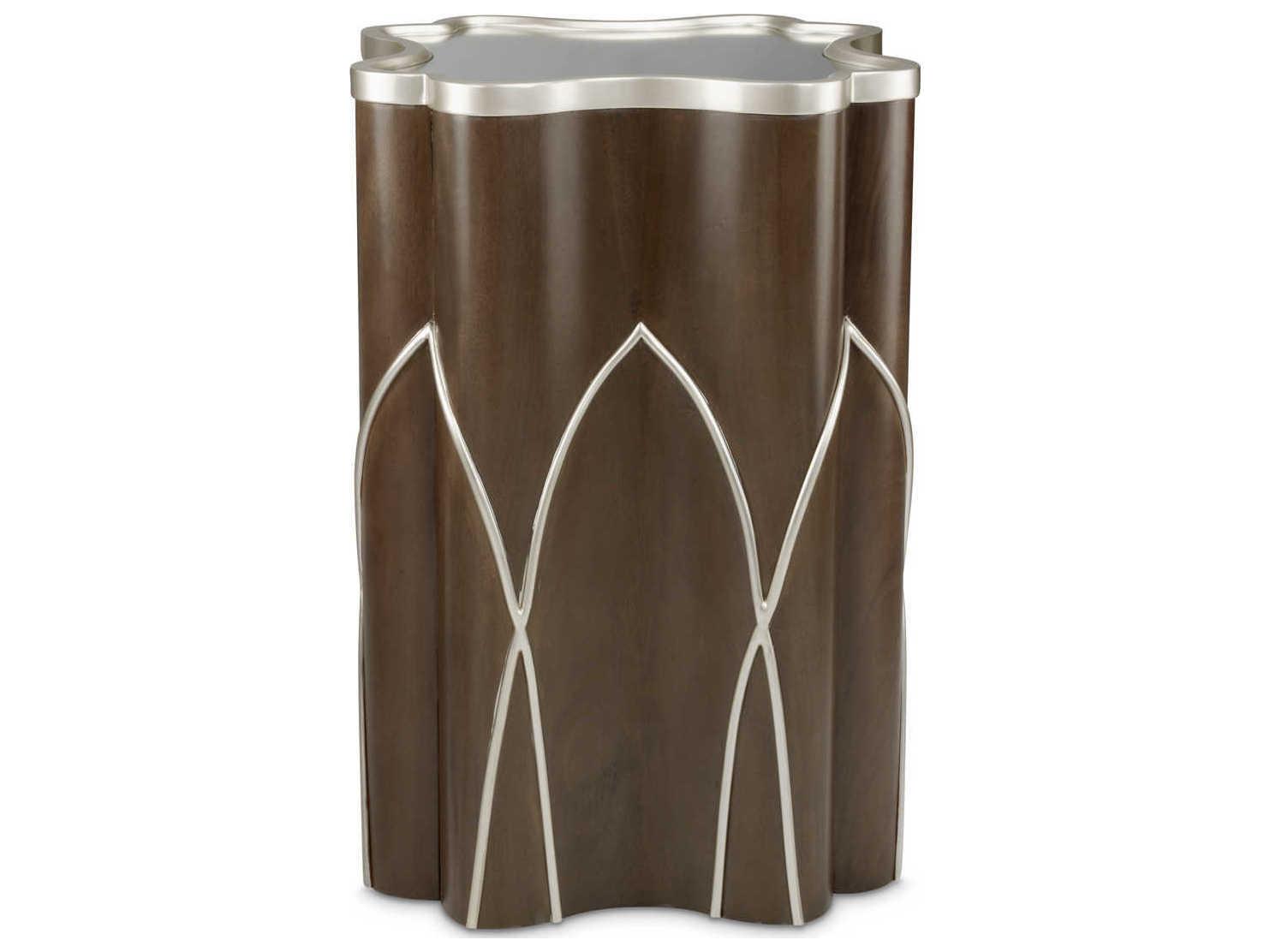 Michael Amini Villa Cherie Hazelnut Round Glass End Table