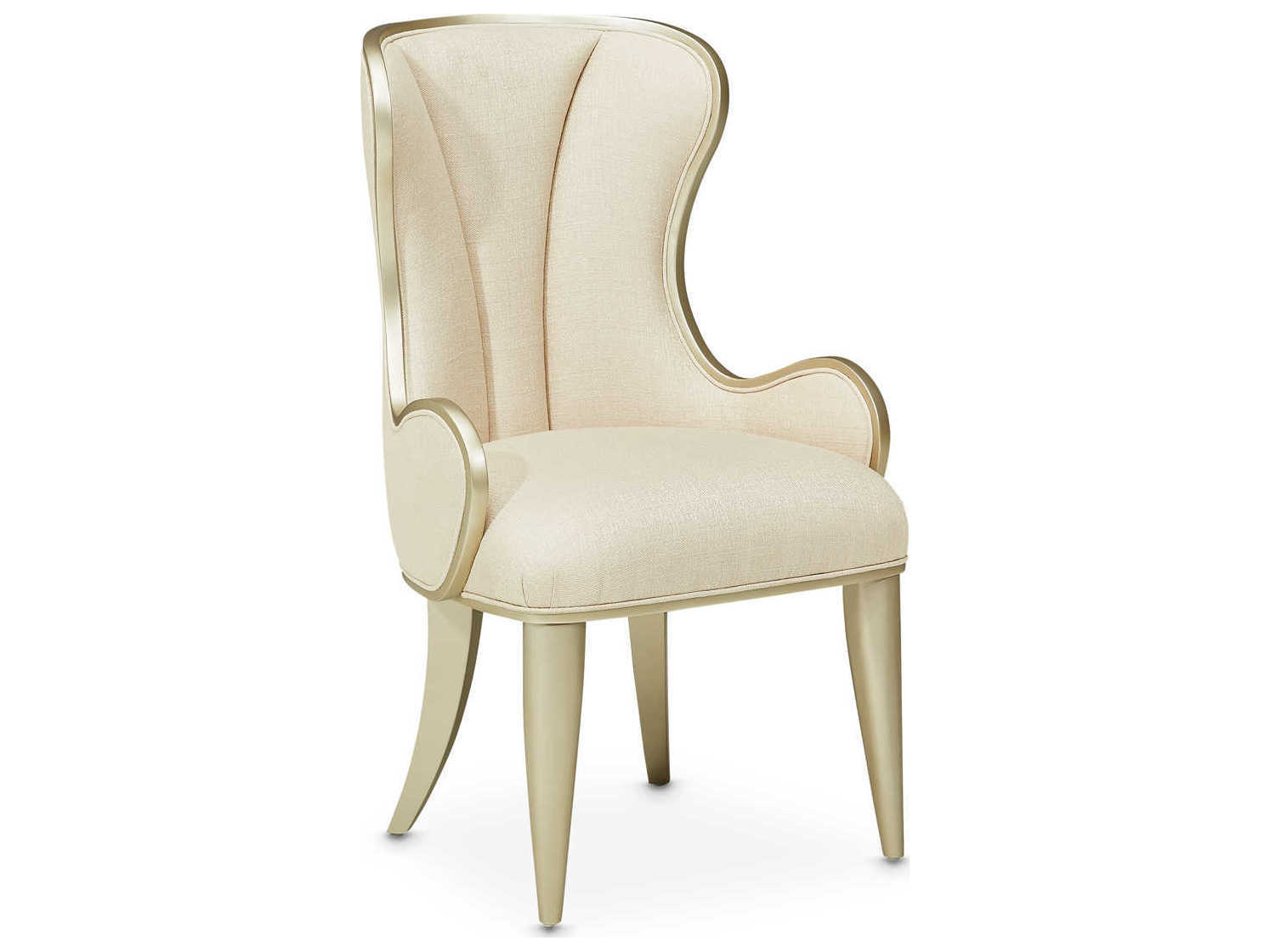 Michael Amini Villa Cherie Hazelnut White Upholstered Executive Desk Chair