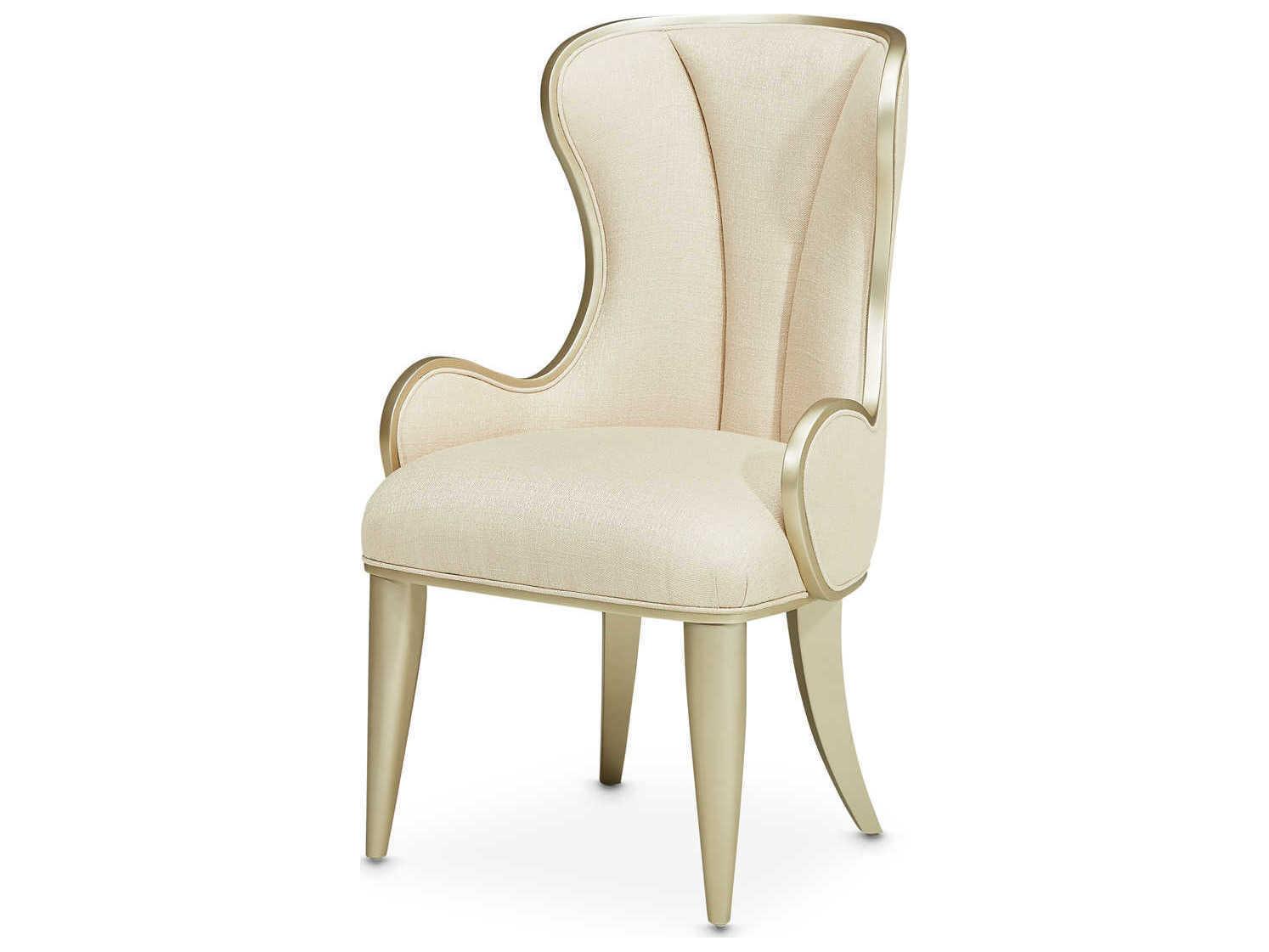 Michael Amini Villa Cherie Hazelnut White Upholstered Executive Desk Chair