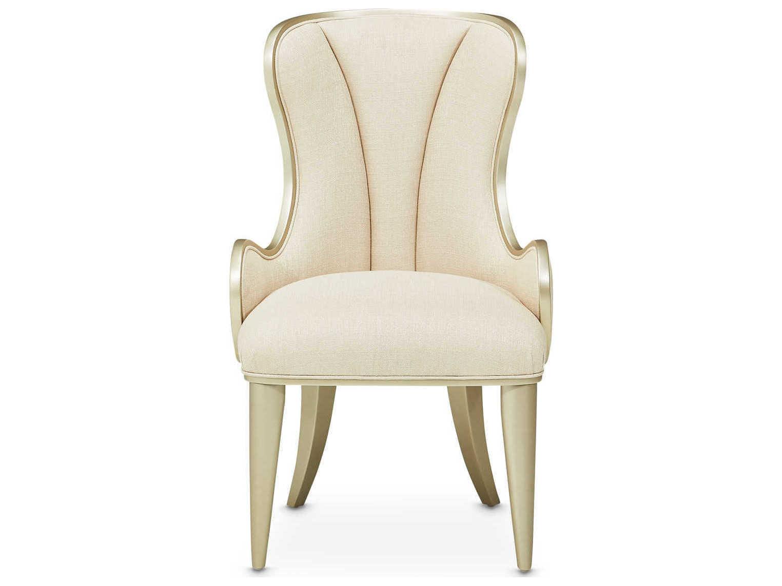 Michael Amini Villa Cherie Hazelnut White Upholstered Executive Desk Chair
