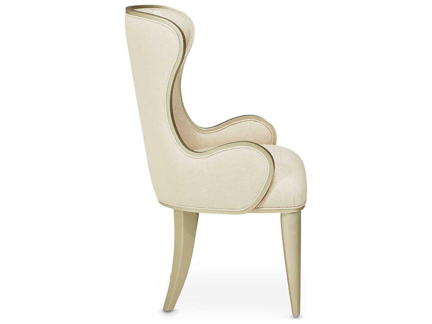 Michael Amini Villa Cherie Hazelnut White Upholstered Executive Desk Chair