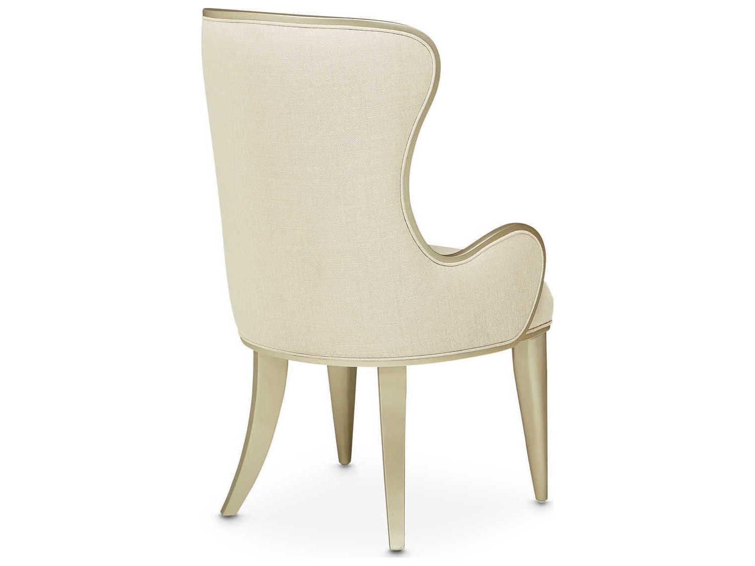 Michael Amini Villa Cherie Hazelnut White Upholstered Executive Desk Chair