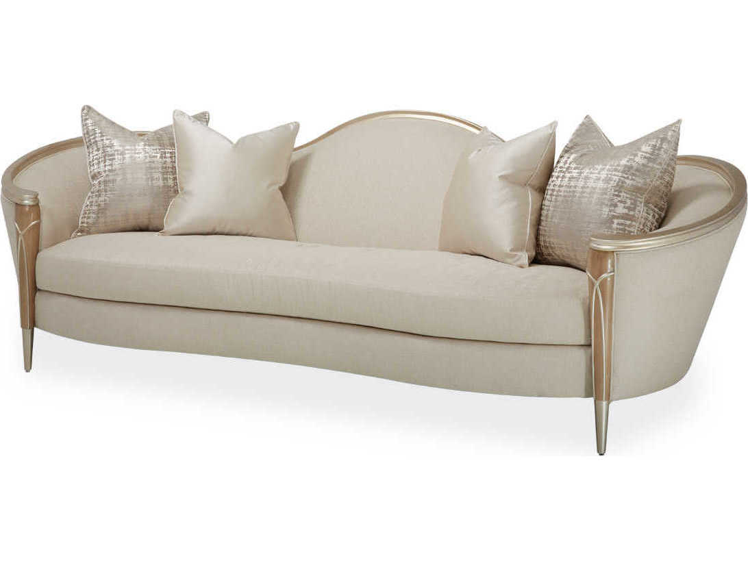 Michael Amini Villa Cherie Caramel Pearl Beige Upholstered Sofa