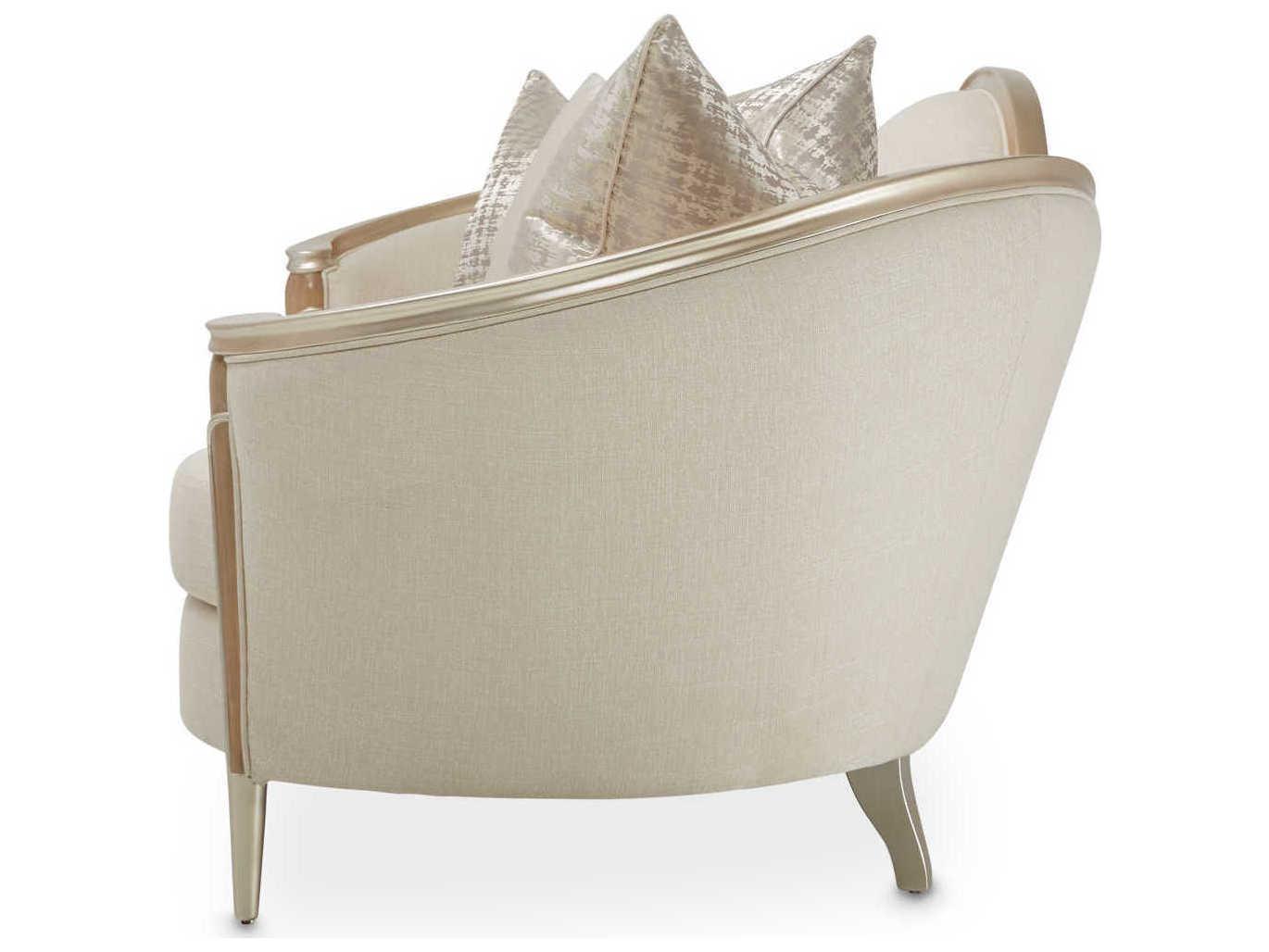 Michael Amini Villa Cherie Caramel Pearl Beige Upholstered Sofa