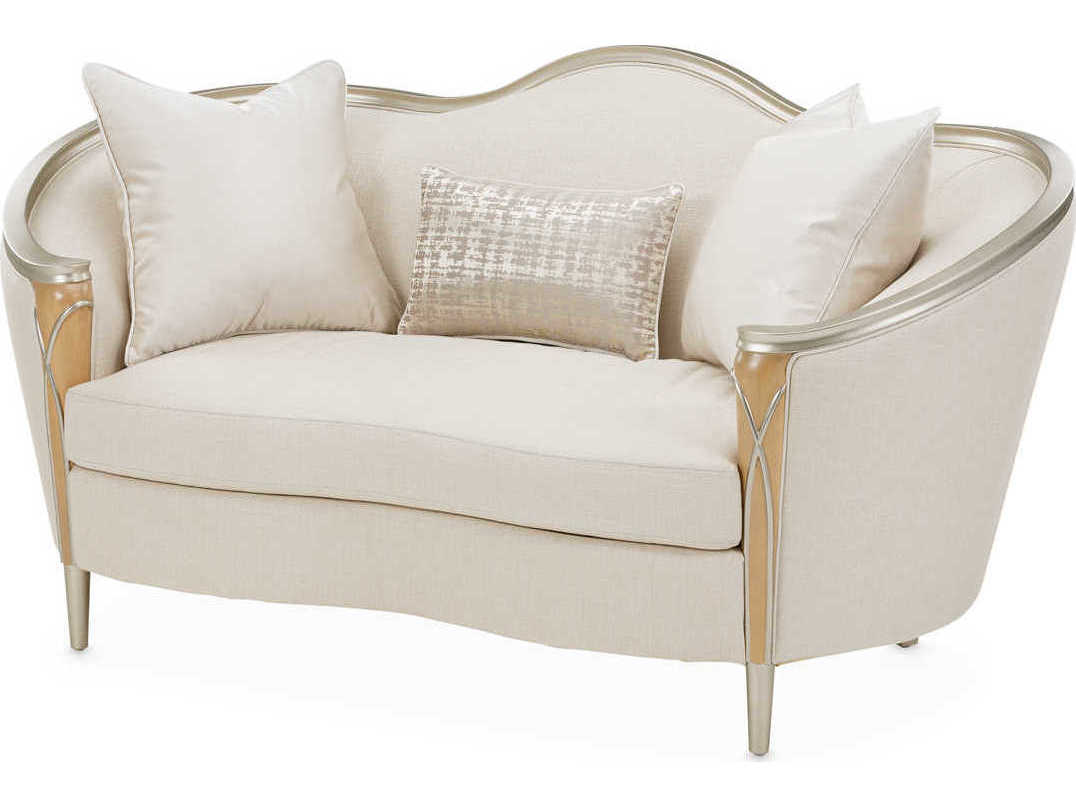 Michael Amini Villa Cherie Caramel Pearl Beige Upholstered Loveseat