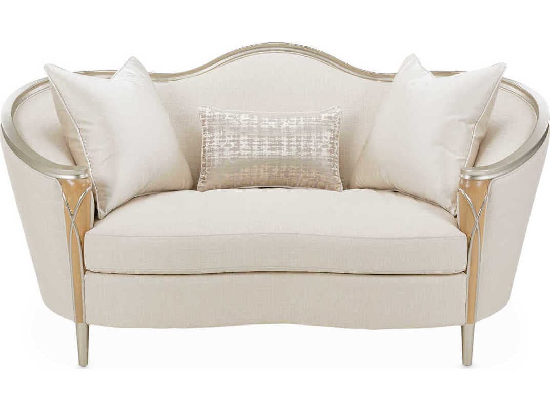 Michael Amini Villa Cherie Caramel Pearl Beige Upholstered Loveseat
