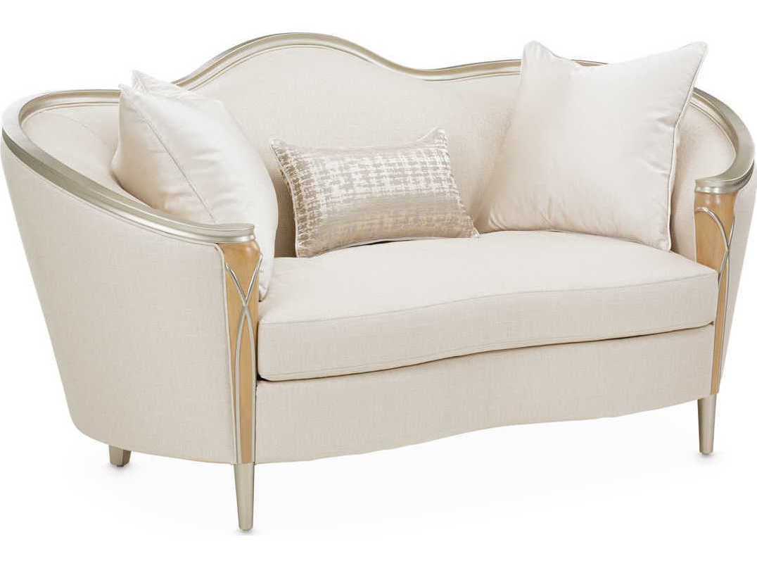 Michael Amini Villa Cherie Caramel Pearl Beige Upholstered Loveseat