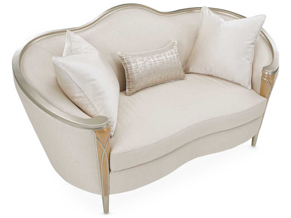 Michael Amini Villa Cherie Caramel Pearl Beige Upholstered Loveseat