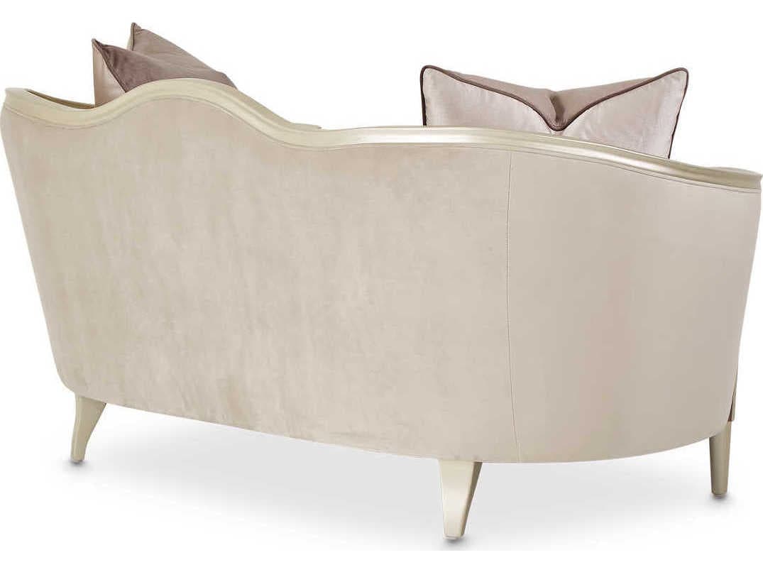 Michael Amini Villa Cherie Hazelnut Porcini Beige Velvet Upholstered Loveseat