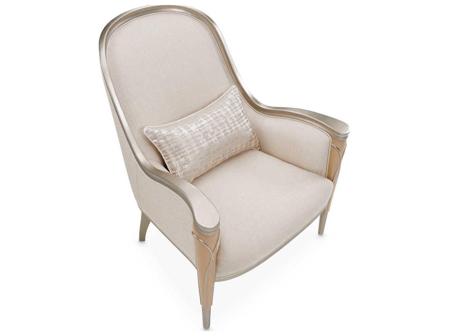 Michael Amini Villa Cherie Caramel Beige Fabric Accent Chair