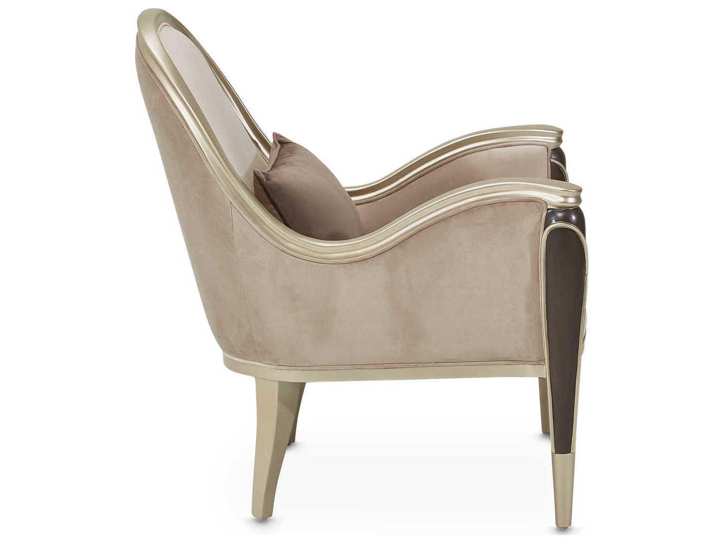Michael Amini Villa Cherie Hazelnut Beige Velvet Accent Chair
