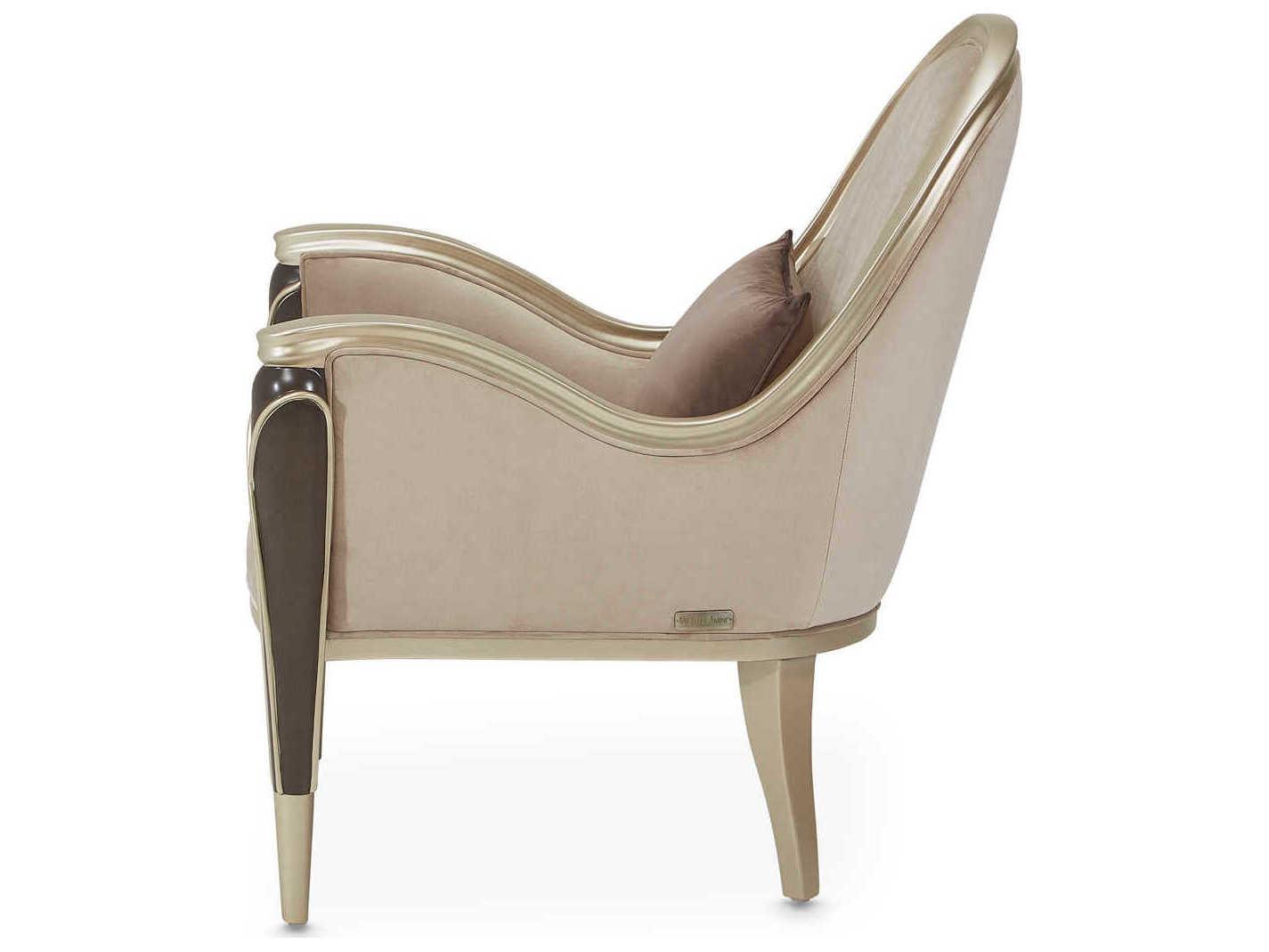 Michael Amini Villa Cherie Hazelnut Beige Velvet Accent Chair