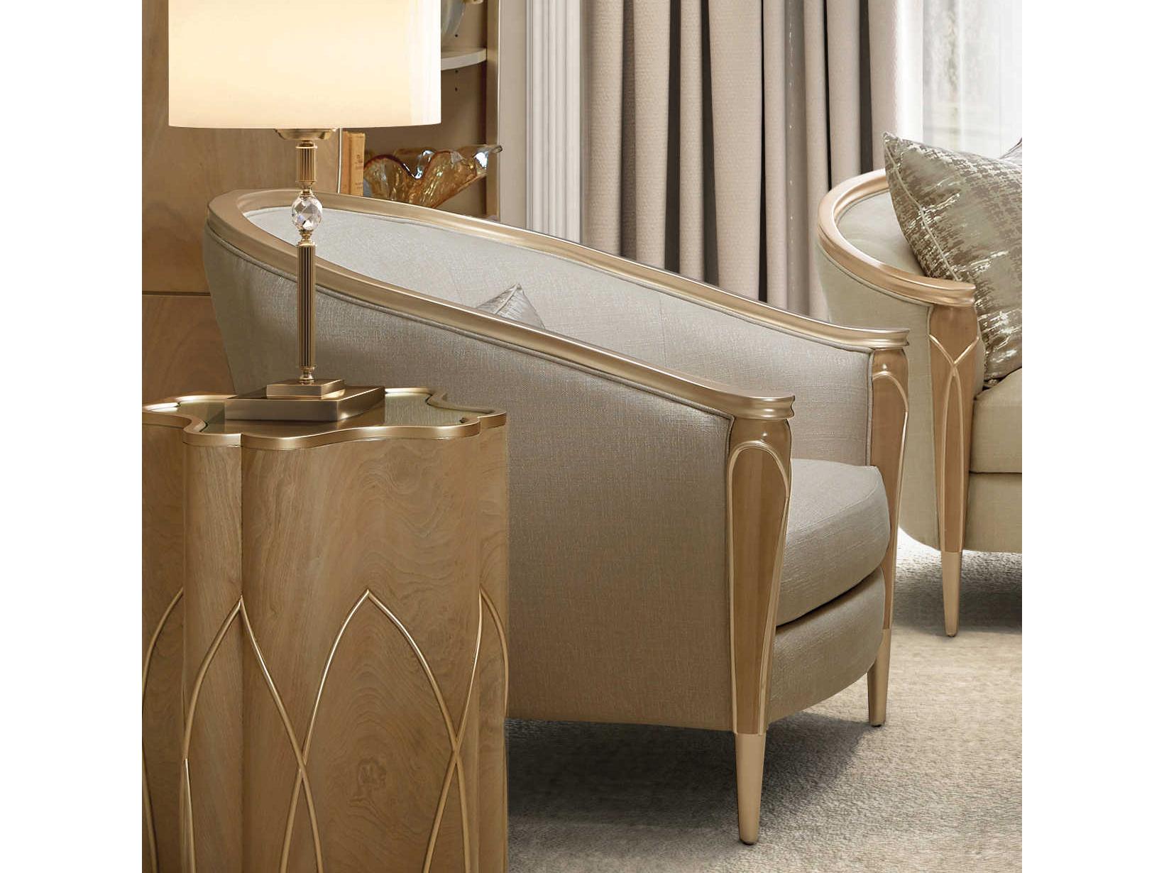 Michael Amini Villa Cherie Caramel Beige Fabric Accent Chair