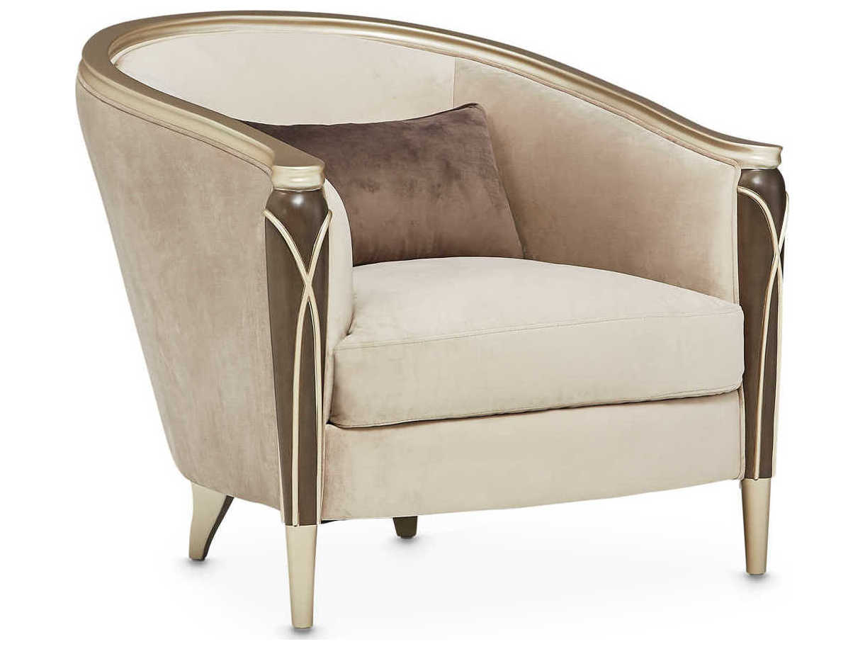 Michael Amini Villa Cherie Hazelnut Beige Velvet Accent Chair