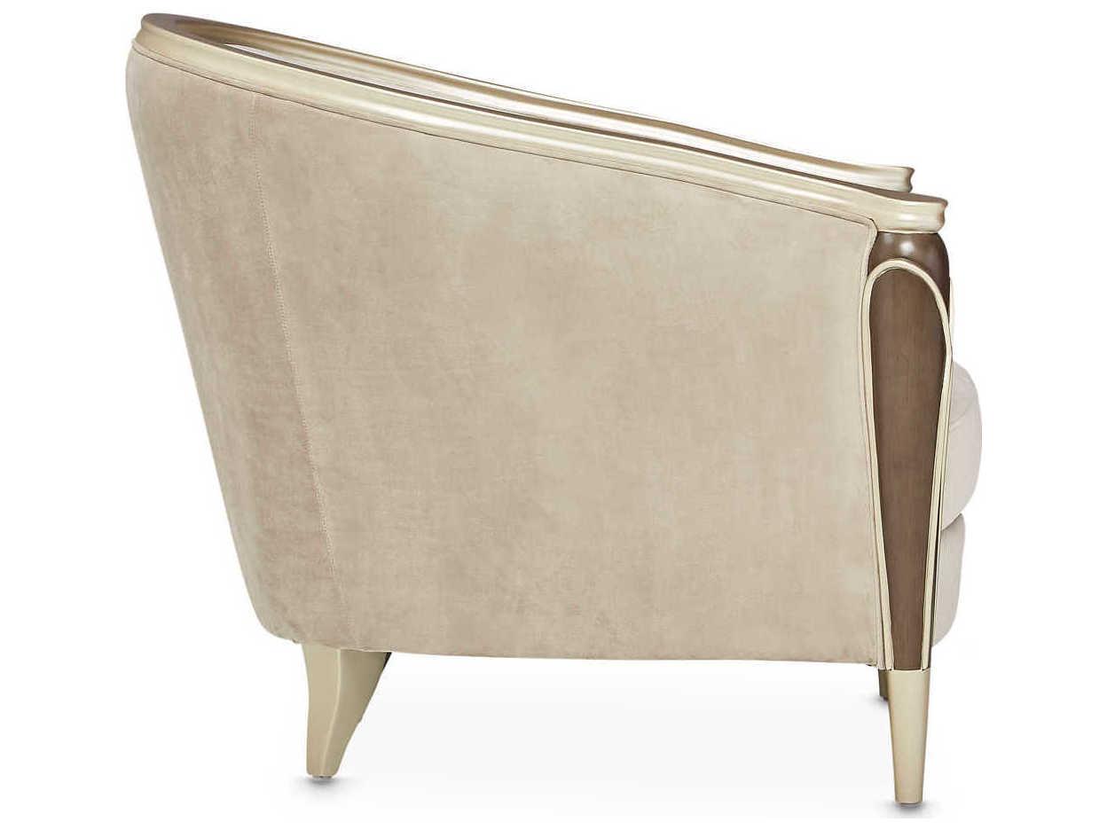 Michael Amini Villa Cherie Hazelnut Beige Velvet Accent Chair