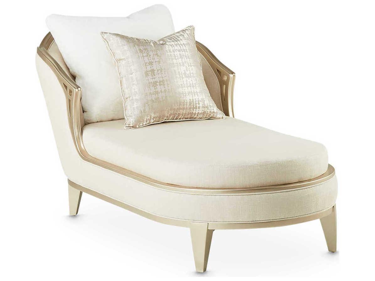 Michael Amini Villa Cherie Caramel Pearl Beige Upholstered Chaise