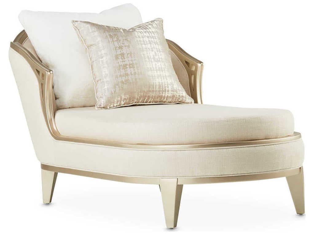 Michael Amini Villa Cherie Caramel Pearl Beige Upholstered Chaise