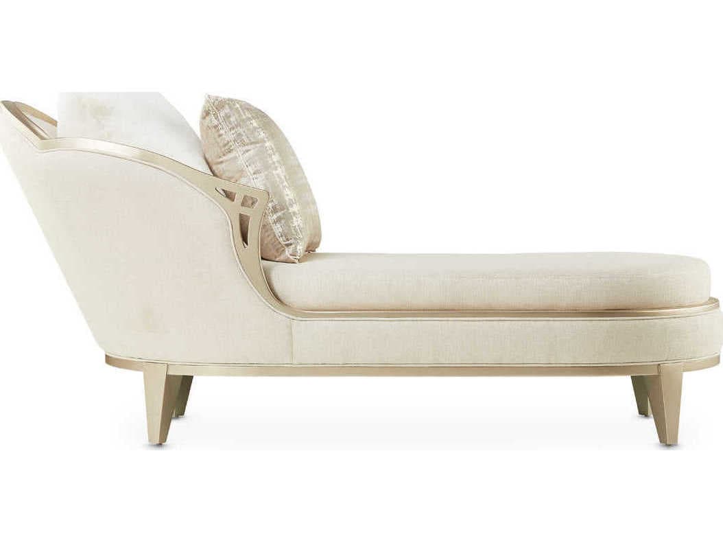 Michael Amini Villa Cherie Caramel Pearl Beige Upholstered Chaise